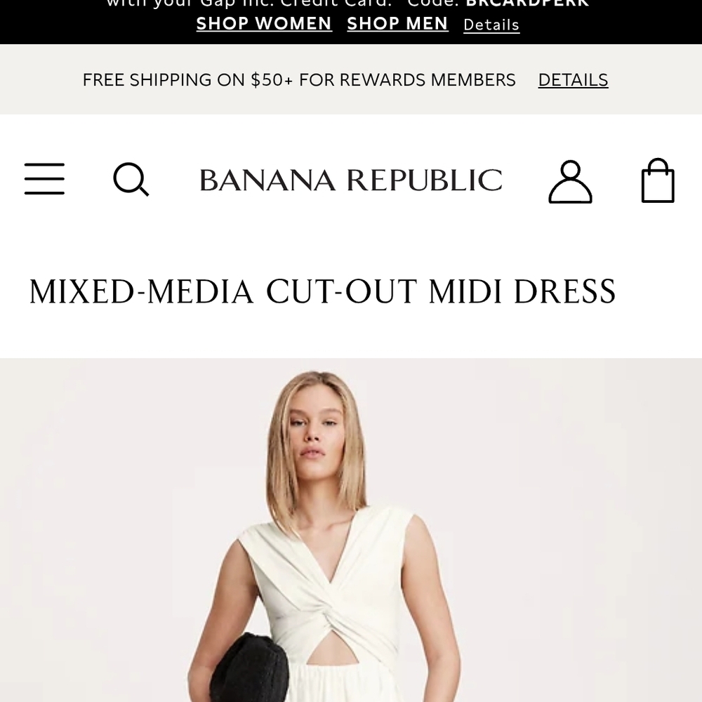 Banana Republic Ivory Cut-Out Midi Dress